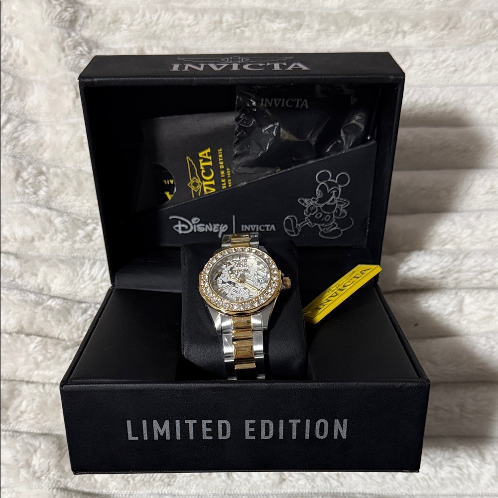 Invicta Limited Edition Gold and Silver Watch with Mickey Mouse Design